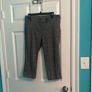 LOFT Black and White Cropped Ankle Pants